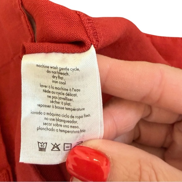 NWT Onia Air Linen Pleated Trousers Size 2 | Dark Red Wide Leg High Rise Pants - Picture 8 of 13